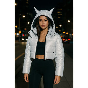 Current Mood Reflective Devil Horn Puffer Jacket